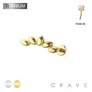 IMPLANT GRADE SOLID TITANIUM FAN ARCH THREADLESS (PUSH IN) TOP LABRET SET